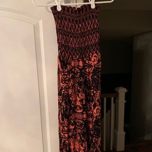 AQUA Strapless Maxi Dress with Slit - Size S